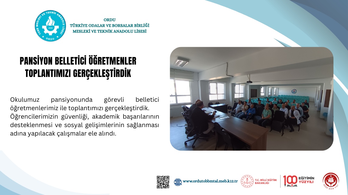 Pansiyon Belletici Öğretmenler Toplantımızı Gerçekleştirdik